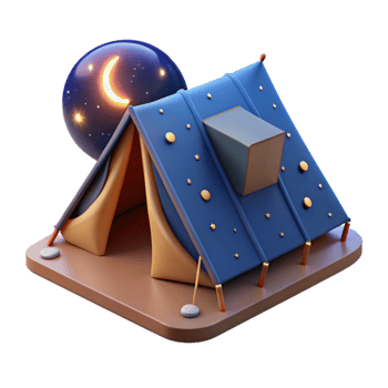 dramatic abstract Camping Tent Under Starry Sky Night Scene Cutout genuine png