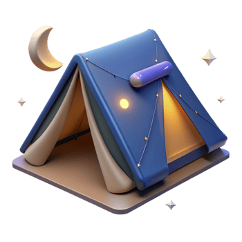 serene abstract Camping Tent Under Stars Cutout Night View genuine png