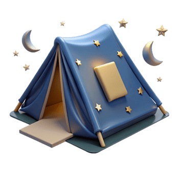 impressive contemporary Camping Tent Under Stars Cutout Night View premium png