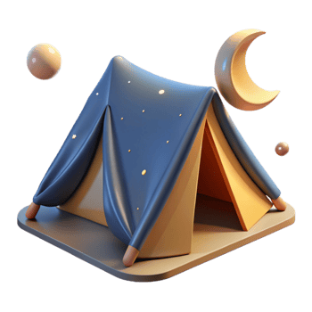 serene artistic Camping Tent Under Stars Cutout Night View detailed png