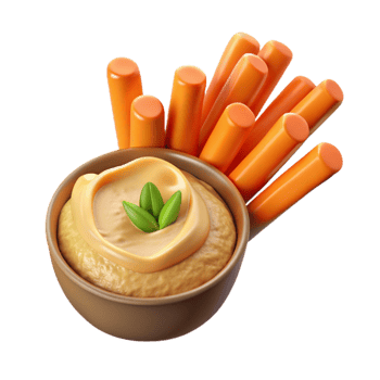 vibrant artistic Carrot Sticks and Hummus Cutout high quality png