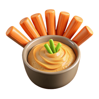 impressive minimalist Carrot Sticks with Hummus Transparent Background detailed png
