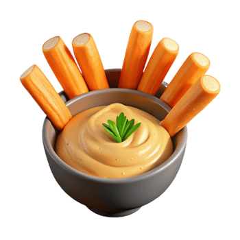 dramatic classic Carrot Sticks with Hummus Transparent Background genuine png