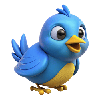 beautiful classic Cartoon Bird Blue with Yellow Beak Transparent Background professional png