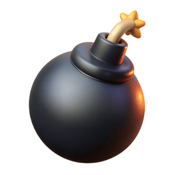 elegant artistic Cartoon Bomb Black and Round Isolated Element 4K png