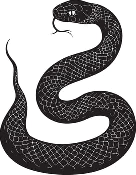 Snake Resting Body still, lying in a relaxed coil or stretched out flat with head low. full length silhouette black illustration vector