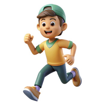 elegant vintage Cartoon Character Running Animation Transparent Background detailed png