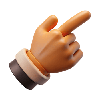 vibrant abstract Cartoon Hand with Pointing Finger Isolated high quality png