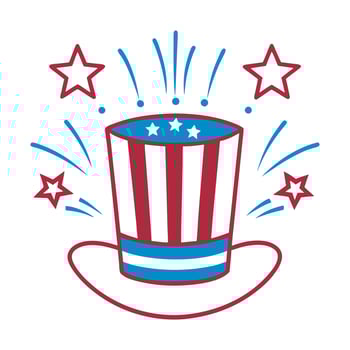 4th of July festive hat parade, patriotic star spangled headwear for uncle Sam celebrations vector