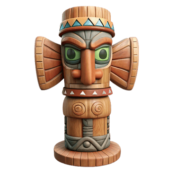 wonderful abstract Carved Wooden Totem Pole Indigenous Art Cutout detailed png