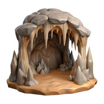 wonderful rustic Cave Interior with Stalactites Cutout detailed png