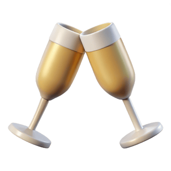 elegant vintage Champagne Flutes Crossed Toast Transparent Background detailed png