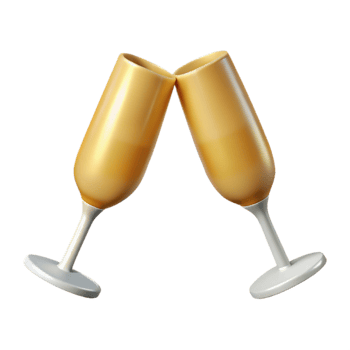 dramatic contemporary Champagne Flutes Crossed Toast Transparent Background premium png