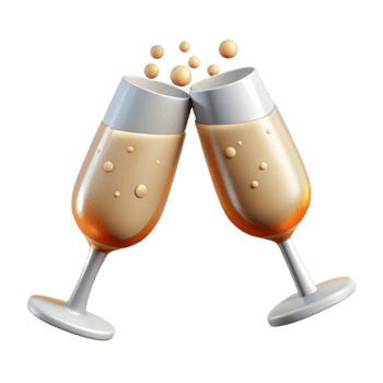 impressive creative Champagne Glasses Toast Cutout with Bubbles detailed png