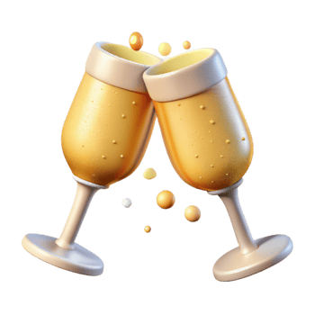 stunning creative Champagne Glasses Toast Cutout with Bubbles high resolution png