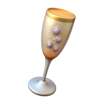 stunning rustic Champagne Glass with Bubbles Isolated detailed png