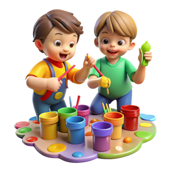 magnificent classic Children Painting Finger Paints Colorful Mess Isolated 4K png