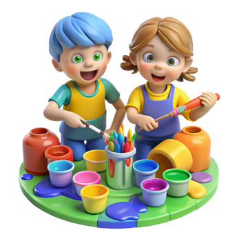 magnificent modern Children Painting Finger Paints Colorful Mess Isolated high quality png