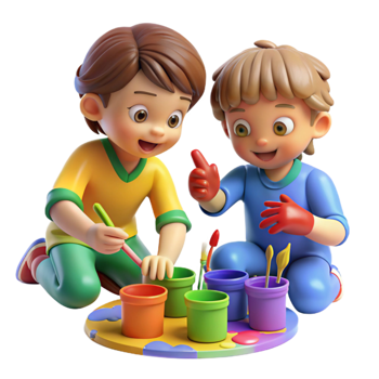 beautiful creative Children Painting Finger Paints Colorful Mess Isolated premium png