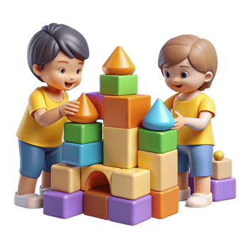 extraordinary artistic Children Playing Building Blocks Colorful Cutout genuine png