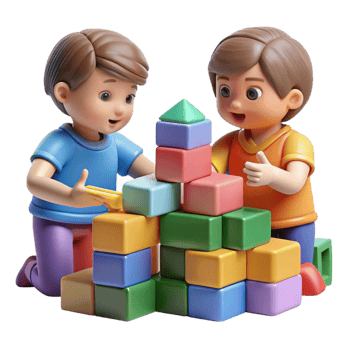 stunning artistic Children Playing Building Blocks Colorful Cutout high resolution png