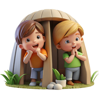 dramatic rustic Children Playing Hide and Seek Outdoor Fun Transparent detailed png