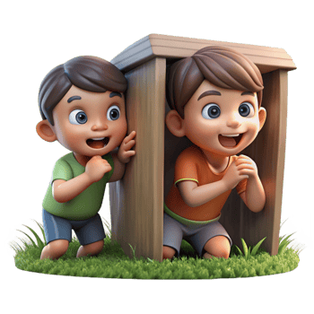 wonderful minimalist Children Playing Hide and Seek Outdoor Fun Transparent premium png