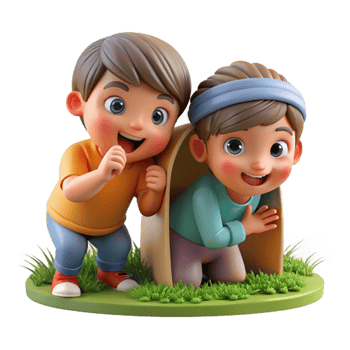 beautiful abstract Children Playing Hide and Seek Outdoor Fun Transparent detailed png