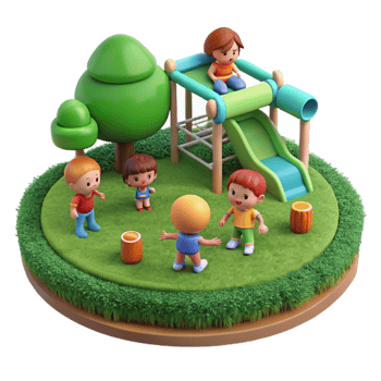 stunning rustic Children Playing in Park Green Grass Isolated authentic png