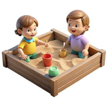 serene creative Children Playing in Sandbox Isolated original png