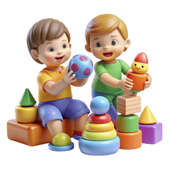 serene vintage Children Playing with Toys Colorful Arrangement Transparent exclusive png