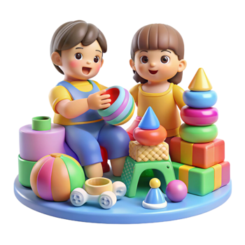 dramatic abstract Children Playing with Toys Colorful Arrangement Transparent professional png