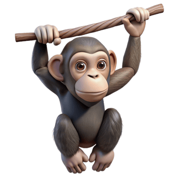 stunning rustic Chimpanzee Isolated Hanging From Branch authentic png