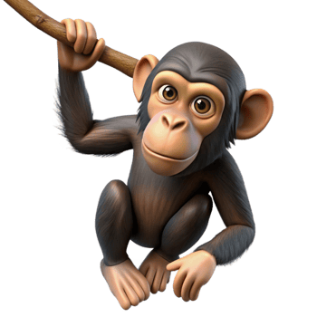 extraordinary abstract Chimpanzee Isolated Hanging From Branch high resolution png