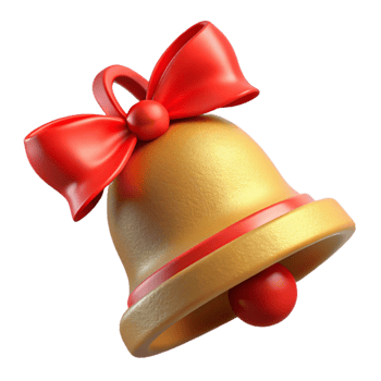 serene rustic Christmas Bell with Ribbon Red and Tied Isolated genuine png