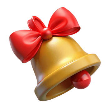 wonderful rustic Christmas Bell with Ribbon Red and Tied Isolated professional png