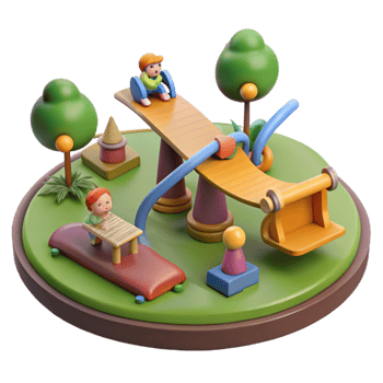 beautiful abstract City Park Playground Seesaw Children Playing Cutout 4K png