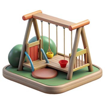 wonderful traditional City Park Swing Set Children Playing Cutout exclusive png