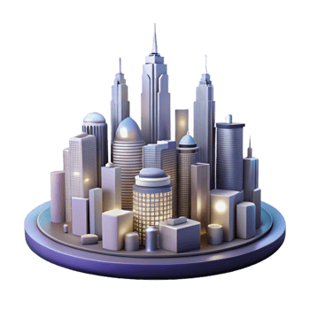 vibrant rustic Cityscape Skyline Night View Isolated high quality png
