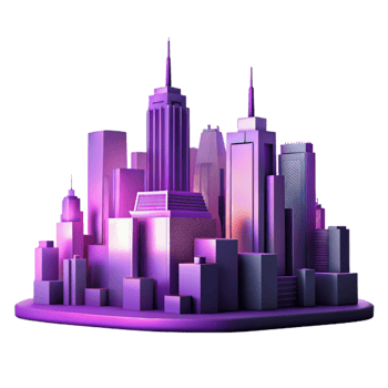stunning contemporary City Skyline at Dusk Purple Hues Isolated premium png