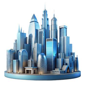 beautiful abstract City Skyline Modern Architecture Night View Transparent Background premium png