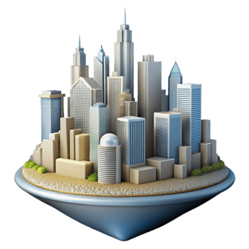 impressive rustic City Skyline Cutout with Skyscrapers Transparent Background professional png