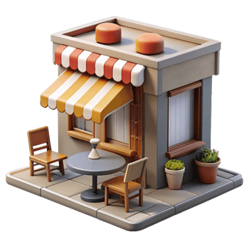 vibrant classic City Street Cafe with Outdoor Tables Transparent Background 4K png