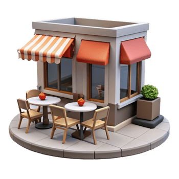 vibrant creative City Street Cafe with Outdoor Tables Transparent Background 4K png