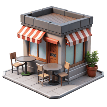 elegant creative City Street Cafe with Outdoor Tables Transparent Background exclusive png