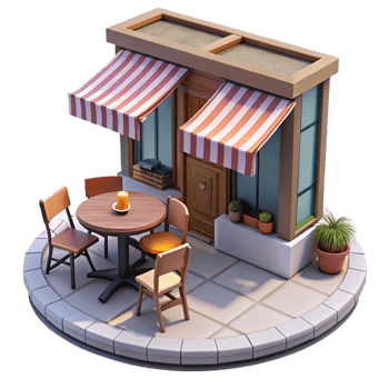 stunning rustic City Street Cafe with Outdoor Tables Transparent Background original png