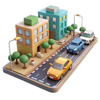 wonderful traditional City Street with Cars Traffic Flow Transparent Background authentic png