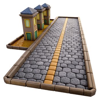 impressive traditional City Street with Cobblestone Paving Cutout high resolution png