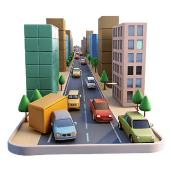 vibrant vintage City Street with Traffic Blur Isolated premium png