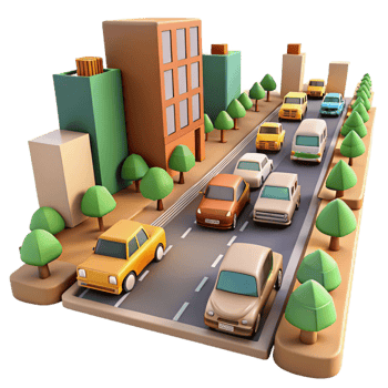 magnificent classic City Street with Traffic Blur Isolated high resolution png